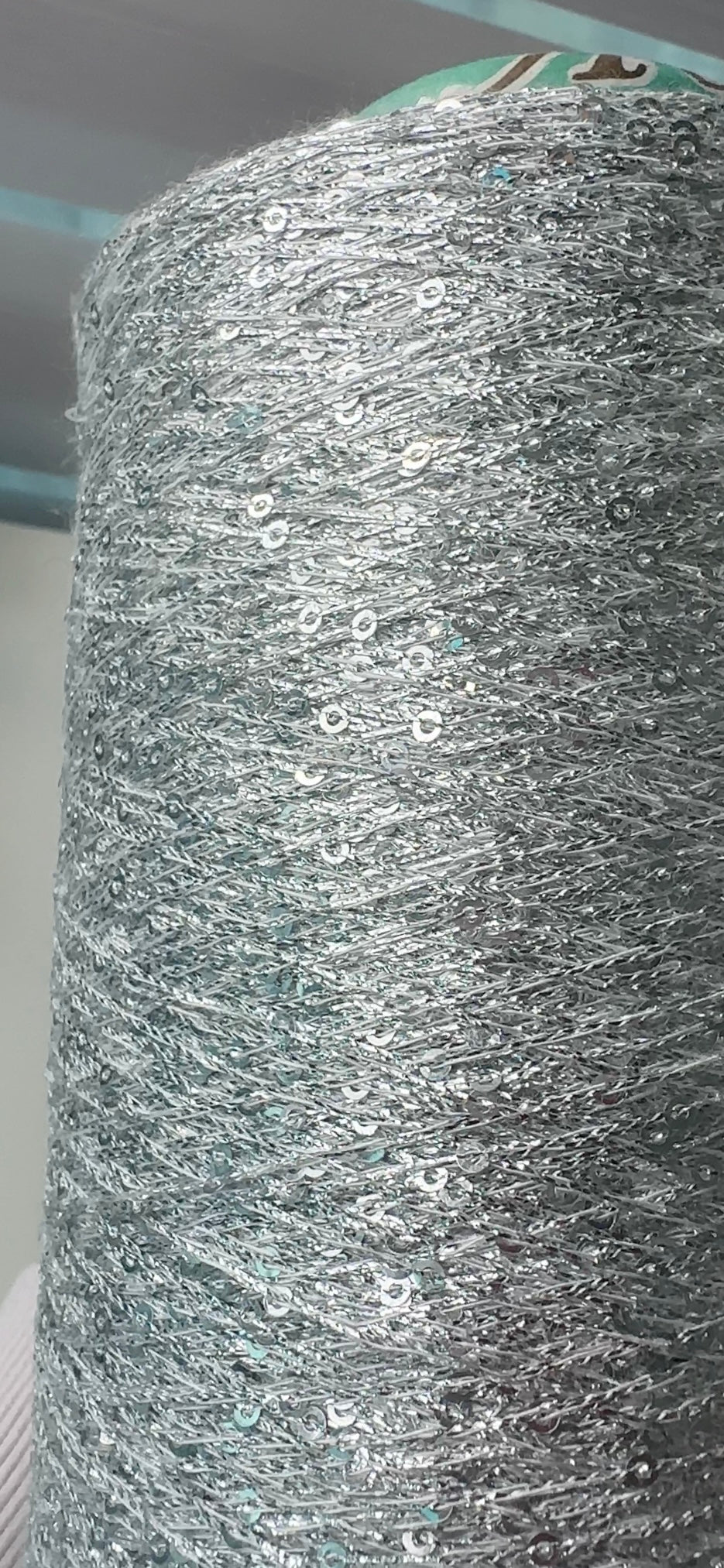 Silver Sequin on Glitter Silver Yarn